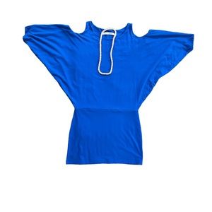 Susana Monaco Cold Shoulder bodycon Mini Dress Blue Sz M